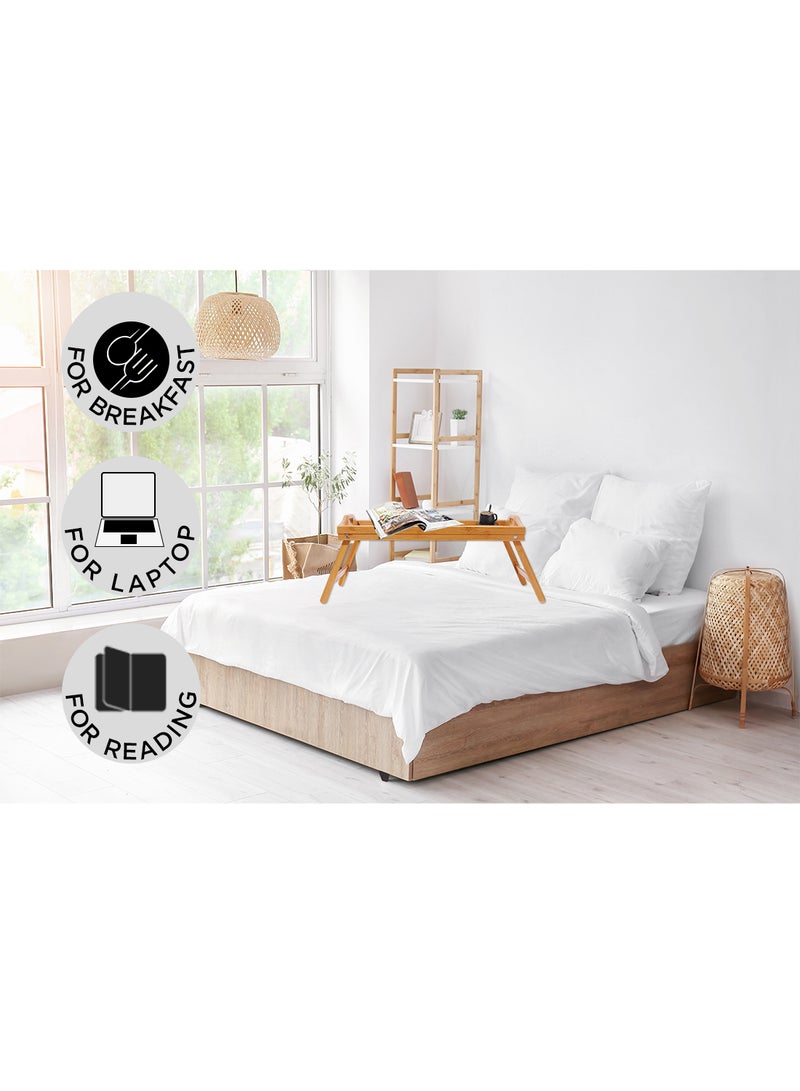 Foldable Bed Tray - Made Of Bamboo - Tray - Serving Trays - Bed Table - Brown 50x30x25cm