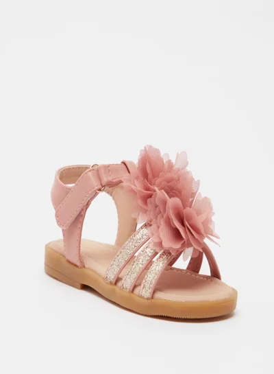 shoexpress Girls Glitter Textured Floral Casual Sandals Pink