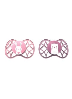 Pack Of 2 Orthodontic Glow In The Dark Pacifiers And Dummies, BPA-Free, Teethers, Soothers - Pink