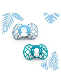 Nuvita Pack Of 2 Symmetric Glow In The Dark Pacifiers And Dummies, BPA-Free, Teethers, Soothers - Blue/White  - Image 2
