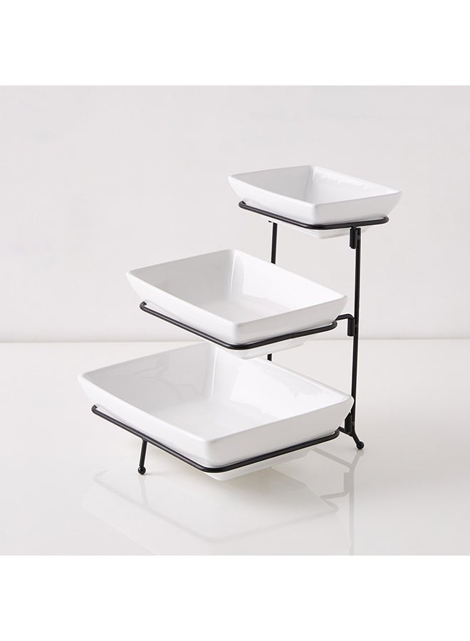 Home Box Nova 3-Tier Rectangular Serving Set Includes 1xSmall 18x13x5 cm, 1xMedium 23x16x6 cm, 1xLarge White 28x21x7centimeter - Image 5