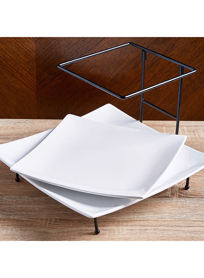 Home Box 3-Piece Nova 2-Tier Serving Set White 30x25x35cm - Image 2