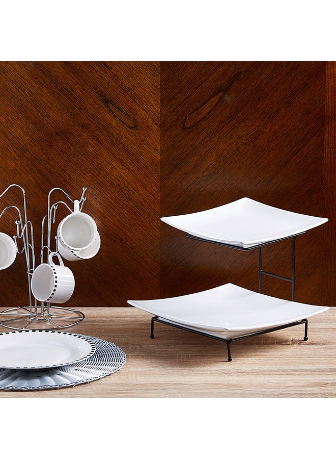 Home Box 3-Piece Nova 2-Tier Serving Set White 30x25x35cm - Image 4