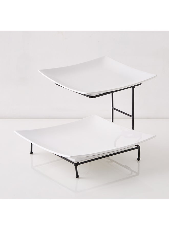 Home Box 3-Piece Nova 2-Tier Serving Set White 30x25x35cm - Image 5