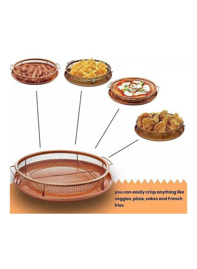 مقلاة دائرية من النحاس المقرمش 2*1 بني 35سم - Image 2