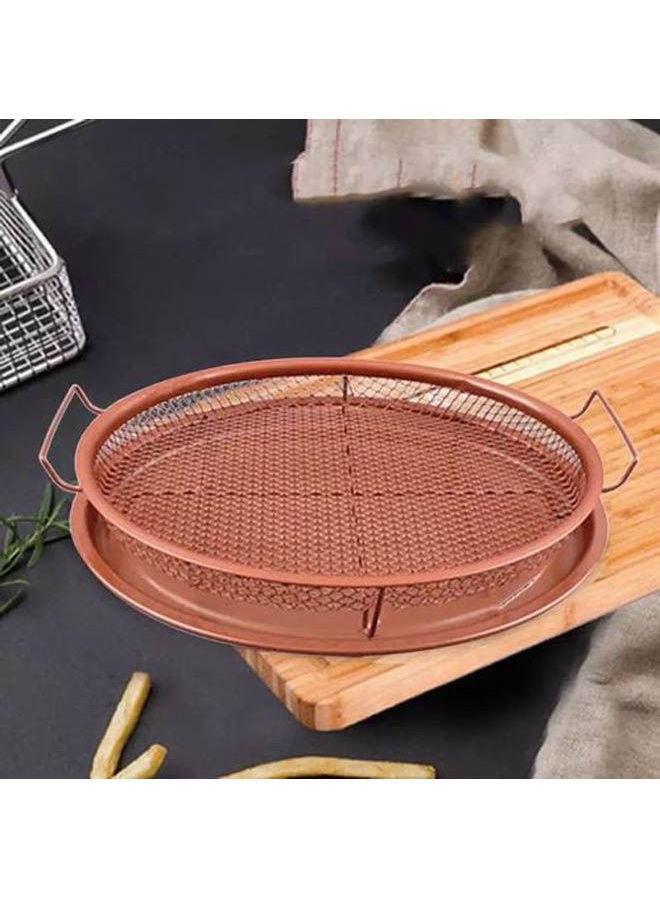 مقلاة دائرية من النحاس المقرمش 2*1 بني 35سم - Image 3