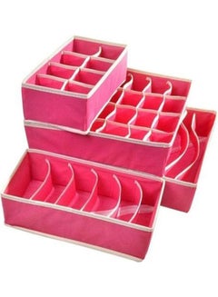 Multi-grids Clothes Storage Organizer - 4 Pcs Pink