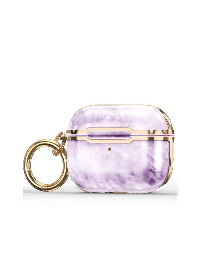 MARGOUN Protective Marble Design Case Cover with Carabiner for Apple AirPods Pro Purple - Image 1