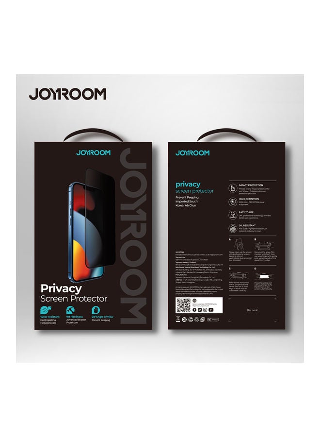 JOYROOM - Privacy Tempered Glass Screen Protector For iPhone 13/13 pro 6.1 inch Black - Image 1