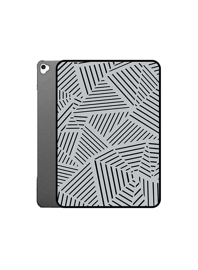 Theodor Protective Flip Case Cover For Apple iPad 9 Grey And Black Stripes Pattern Multicolour - Image 1