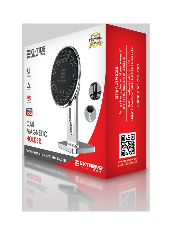 G-TiDE EXTREME Magnetic Car Mount Mobile Phone Holder With Cable Clip Silver - Image 3