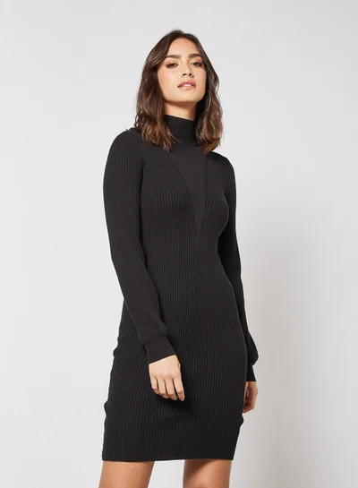 VERO MODA High Neck Bodycon Dress Black