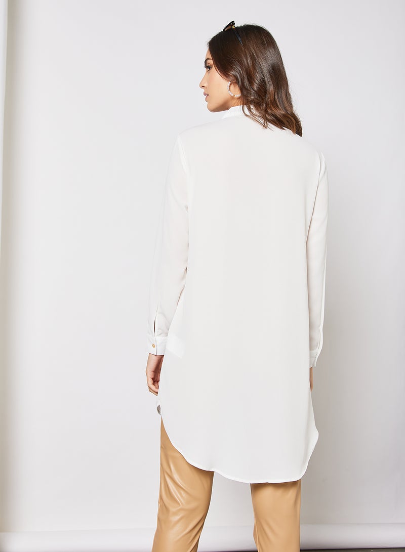 VERO MODA - Longline Button Down Shirt White - Image 1