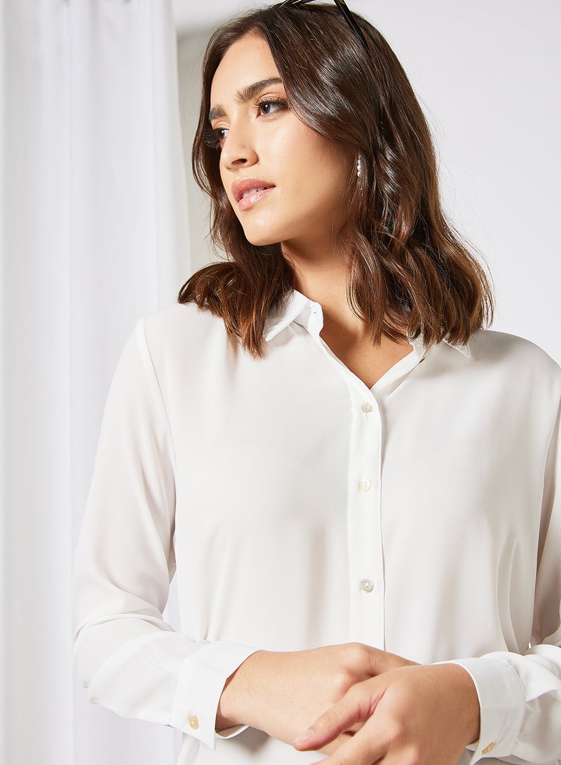 VERO MODA - Longline Button Down Shirt White - Image 1