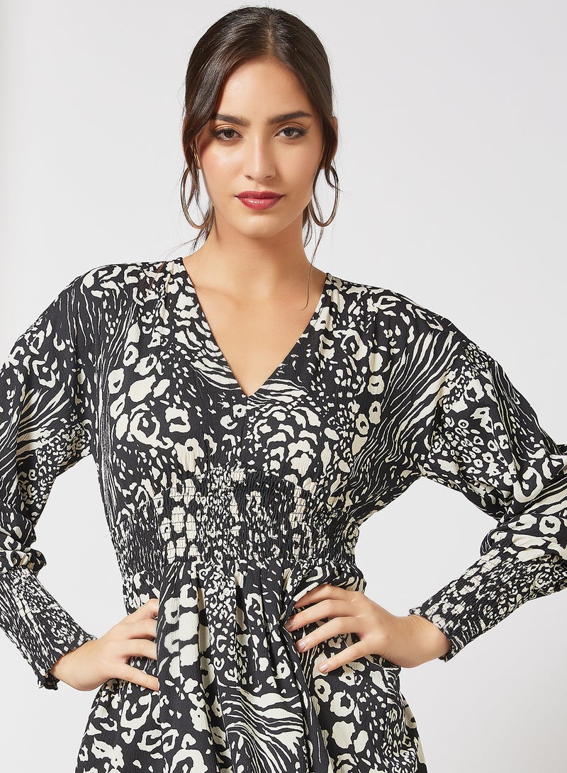 VERO MODA - Printed Mini Dress Black - Image 1