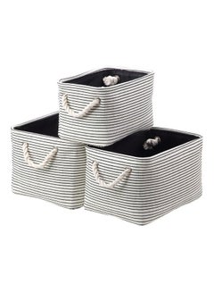 LAWAZIM 3-Piece Storage Basket Set White/Black  - Image 1
