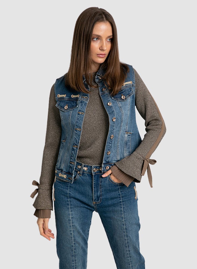 DALYDRESS - Sleeveless Denim Jacket Blue - Image 1