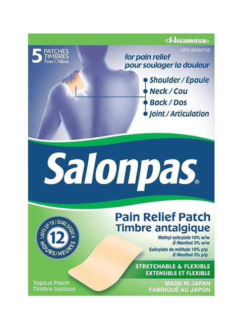 5-Piece 12 Hour Pain Relief Patch 10 x 7cm