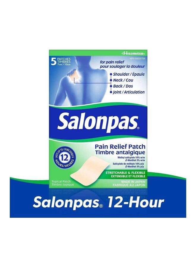 سالون باس مجموعة لاصقات لتخفيف الألم لمدة 12 ساعة مكونة من 5 قطع مقاس 10 × 7 سم - Image 2