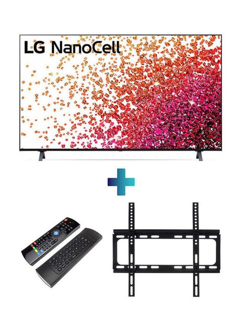 50 Inch 4K Active Hdr Smart Led Tv  With Wall Mount+Remote Control With Build In Mic For Android Tv Box 50NANO75VPA.FU -bundle Black