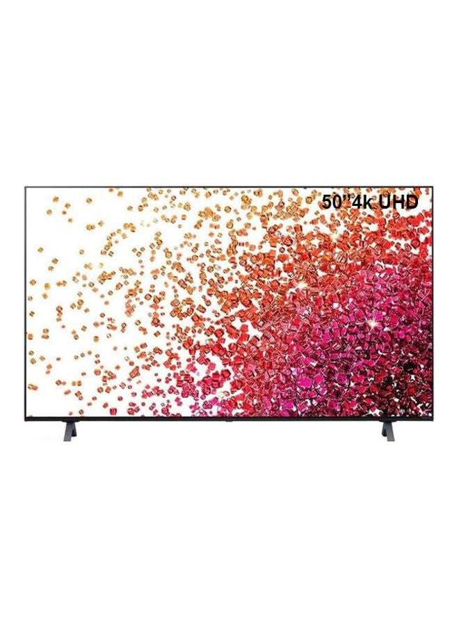 50 Inch 4K Active Hdr Smart Led Tv  With Wall Mount+Remote Control With Build In Mic For Android Tv Box 50NANO75VPA.FU -bundle Black