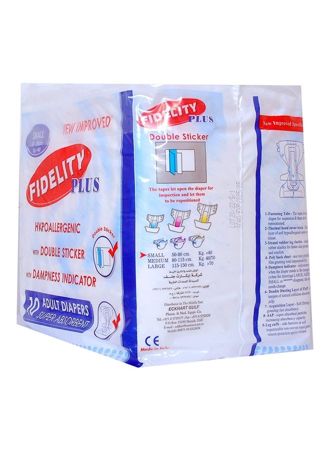 FIDELITY - Pack Of 10 Adult Diapers, Small, 50-80cm - Image 1