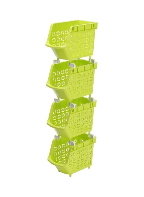 4-Tier Multipurpose Stackable Storage Rack Green 30x17.5x95cm