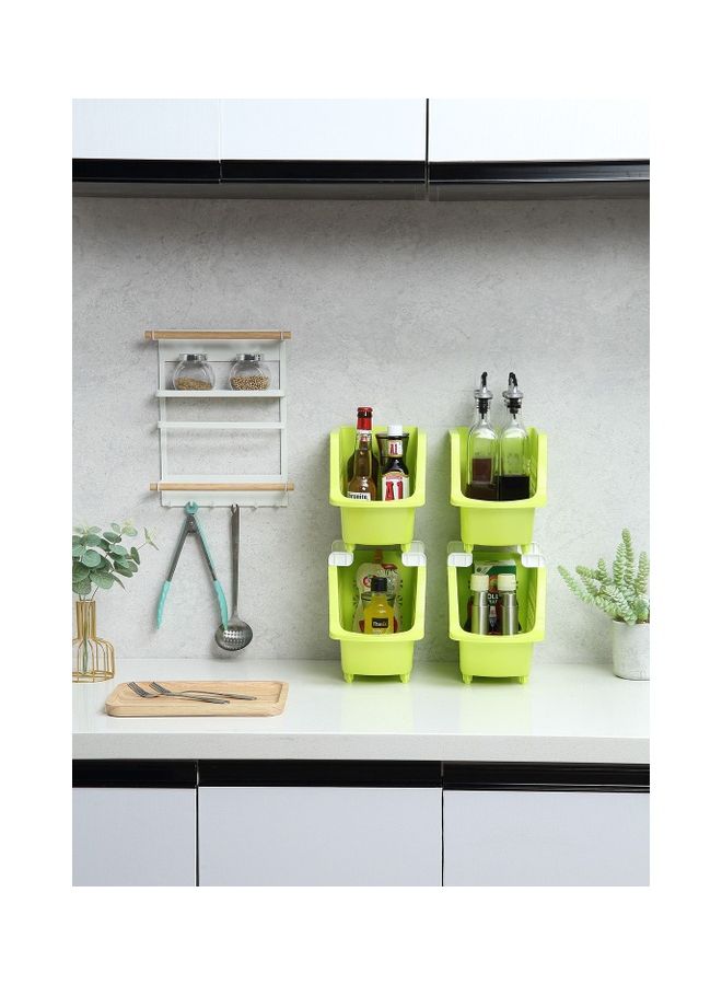 LAWAZIM 4-Tier Multipurpose Stackable Storage Rack Green 30x17.5x95cm  - Image 2