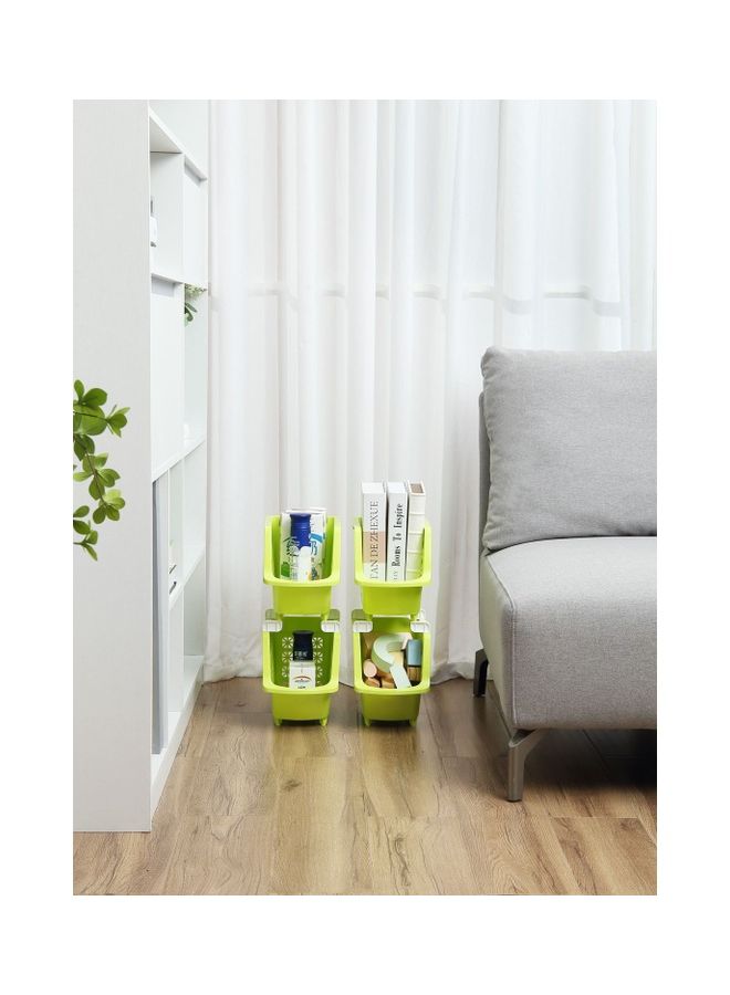 LAWAZIM 4-Tier Multipurpose Stackable Storage Rack Green 30x17.5x95cm  - Image 3
