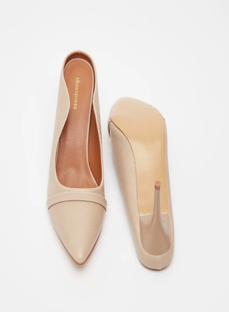 shoexpress Animal Textured Stiletto Heel Pumps Beige