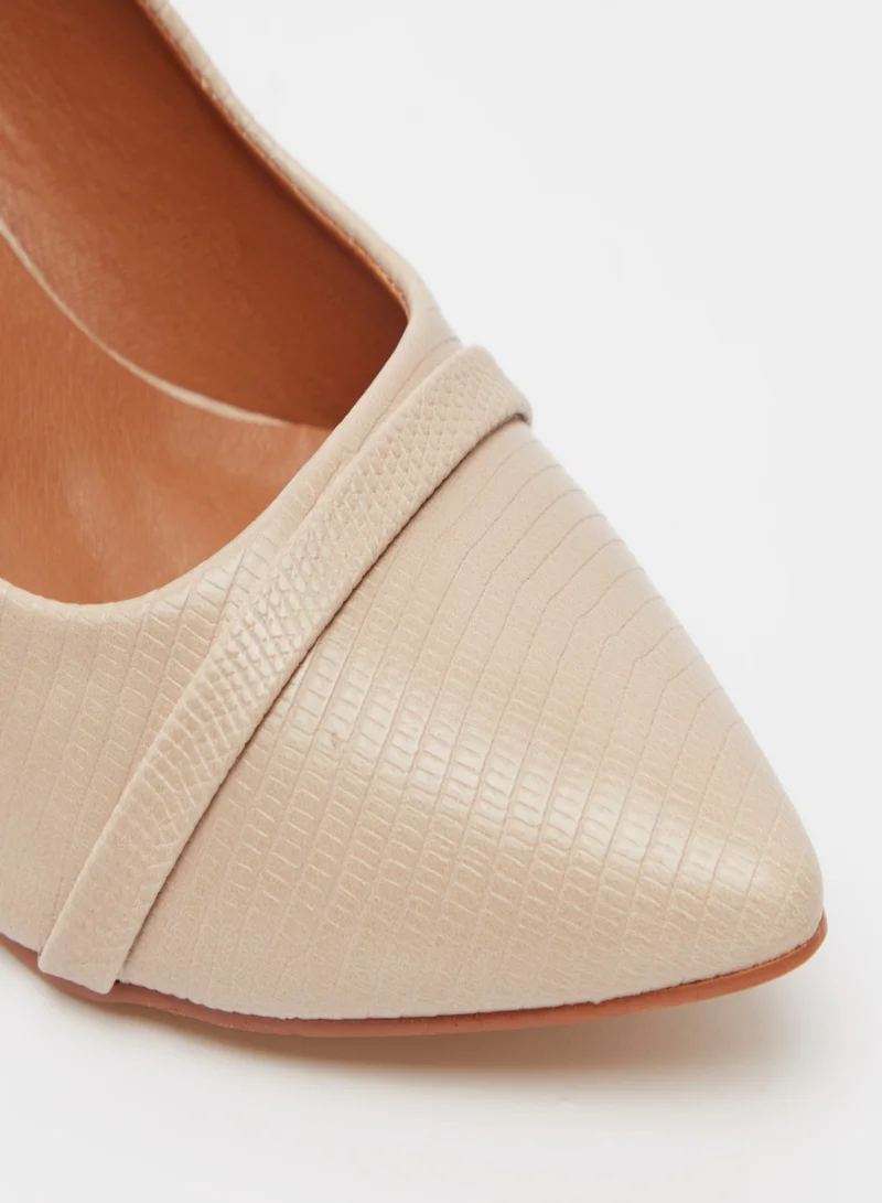 shoexpress Animal Textured Stiletto Heel Pumps Beige