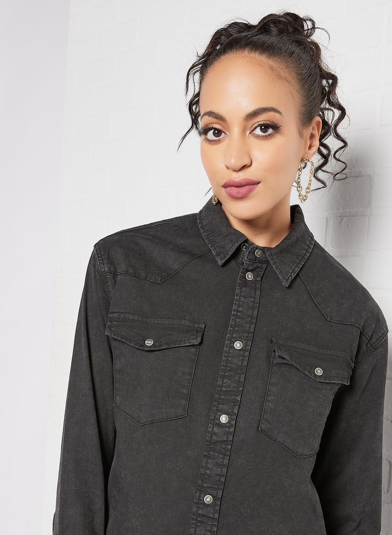 Longline Denim Shirt Dark Grey - v1635838827/N45741589V_2