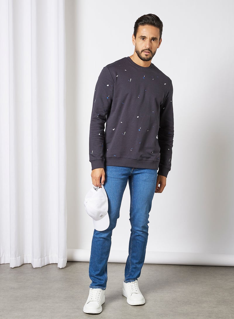 Splatter Print Sweatshirt Navy - v1635842127/N45402617V_3