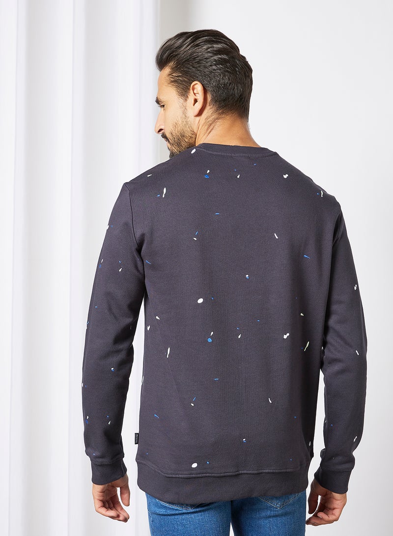 Splatter Print Sweatshirt Navy - v1635842128/N45402617V_4