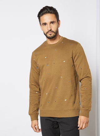 Splatter Print Sweatshirt Brown