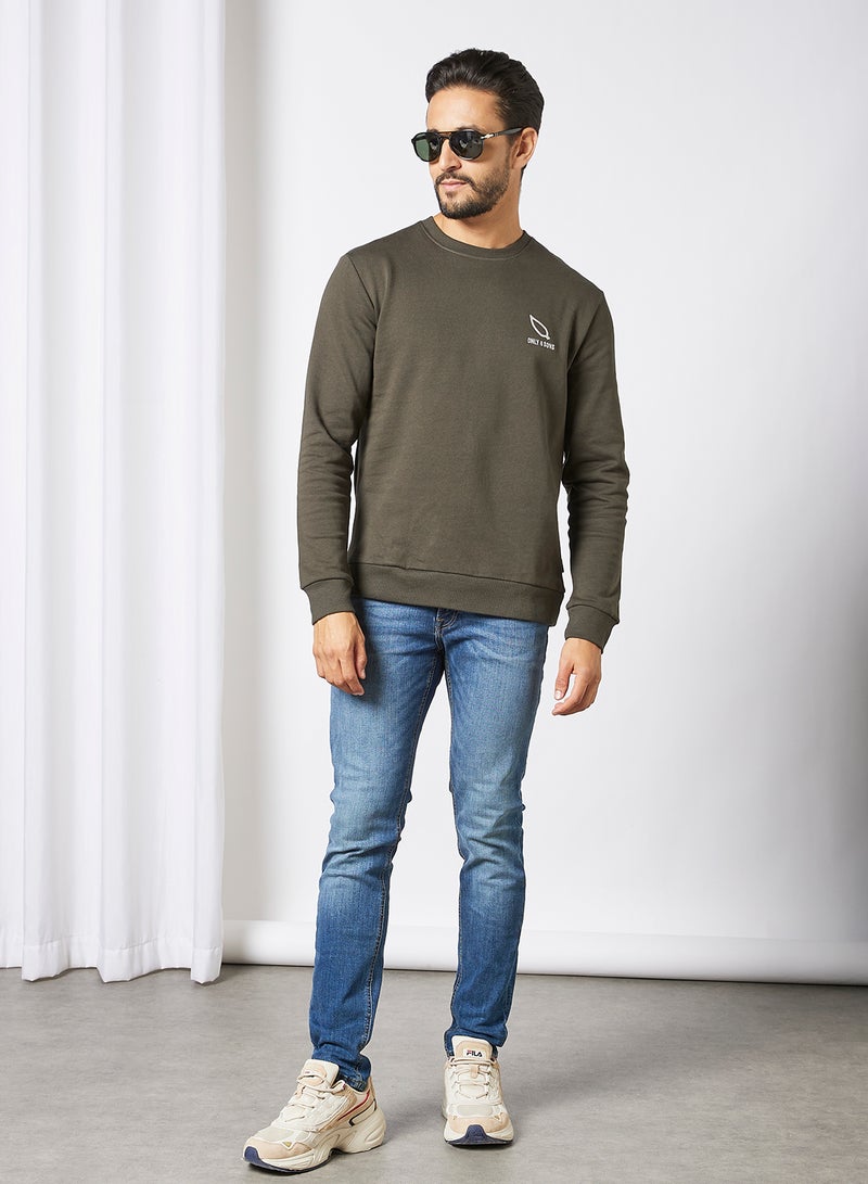 Only & Sons - Logo Crew Neck Sweatshirt Peat - Image 1