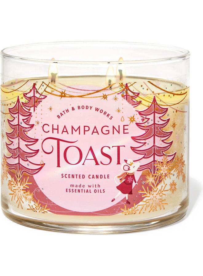 Bath & Body Works Champagne Toast 3-Wick Candle Beige 