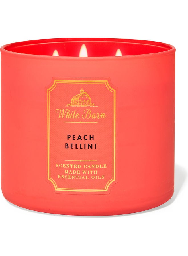 Bath & Body Works Peach Bellini 3-Wick Candle Red