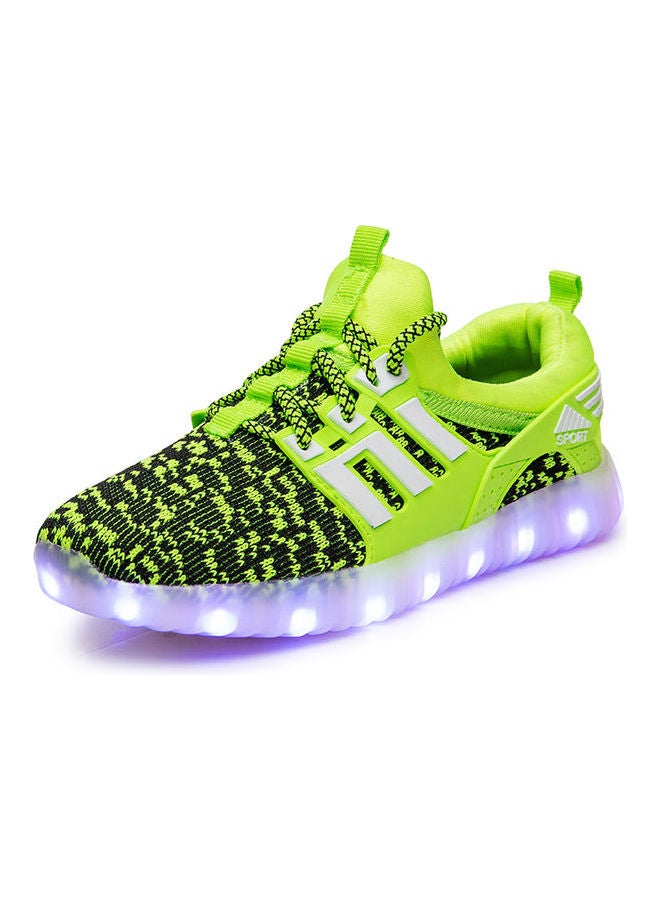 Kids Fashion Children Lamp Fluorescent Low Top Sneakers Green/Black - Image 1