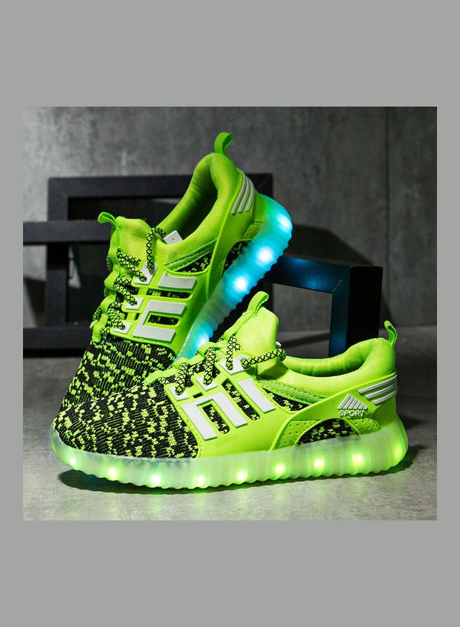 Kids Fashion Children Lamp Fluorescent Low Top Sneakers Green/Black - Image 3