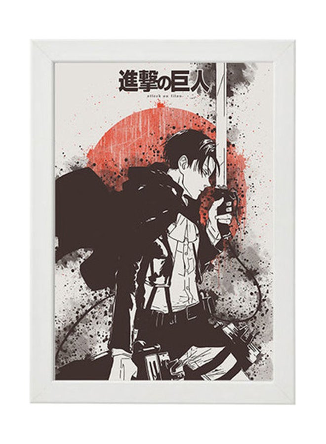 MEC Attack On Titan Levi Ackerman Digitial Wall Art Poster Frame White 21x30cm