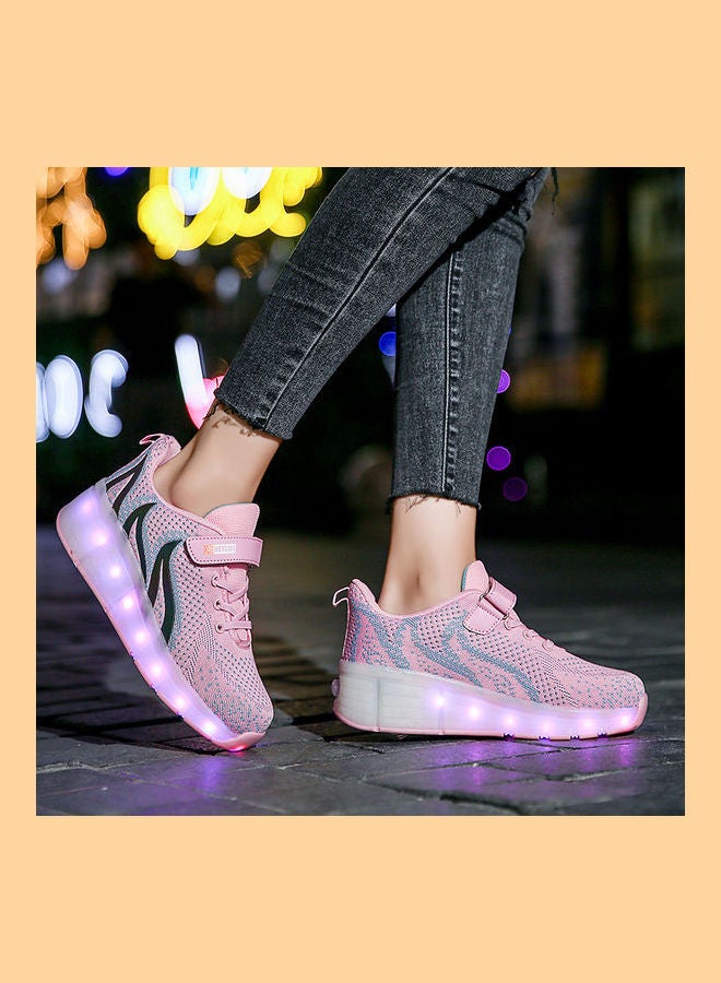 Generic Kids Roller Slanding Single Round Low Top Sneakers Pink  - Image 3
