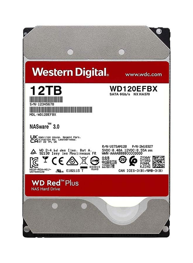 WD 12TB Red Plus NAS Internal Hard Drive HDD 7200 RPM, SATA 6 GB/s, CMR, 512 MB Cache, 3.5 inch WD120EFBX 12 TB  - Image 2