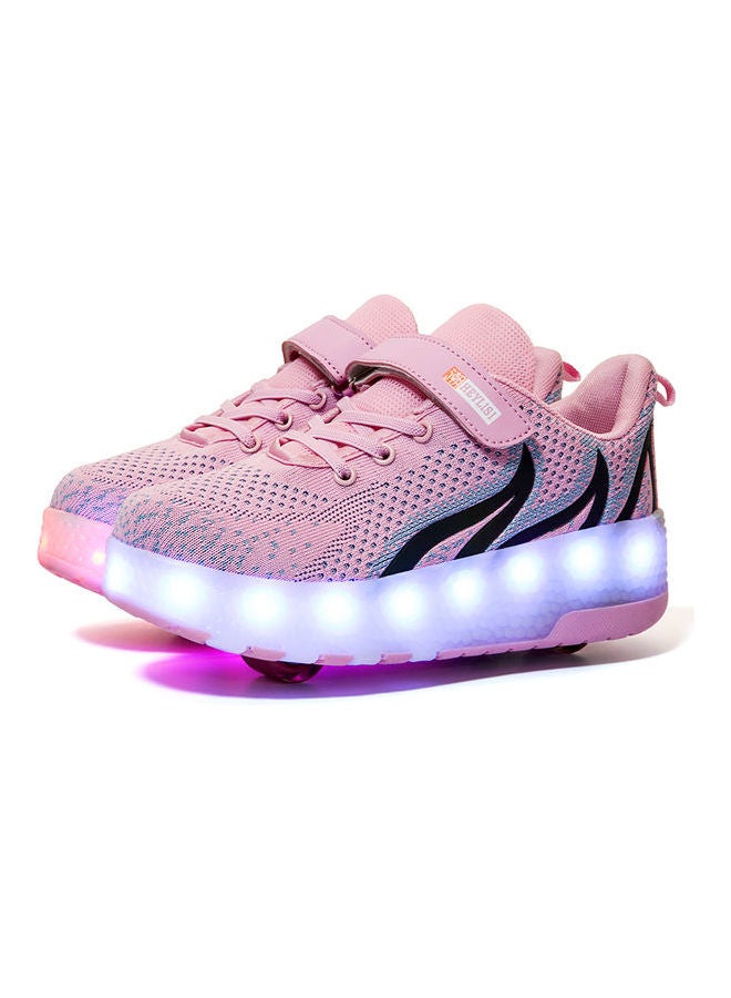 Kids Roller Slanding Double Round Low Top Sneakers Pink  - Image 1