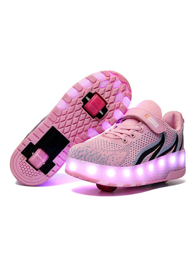 Kids Roller Slanding Double Round Low Top Sneakers Pink  - Image 2