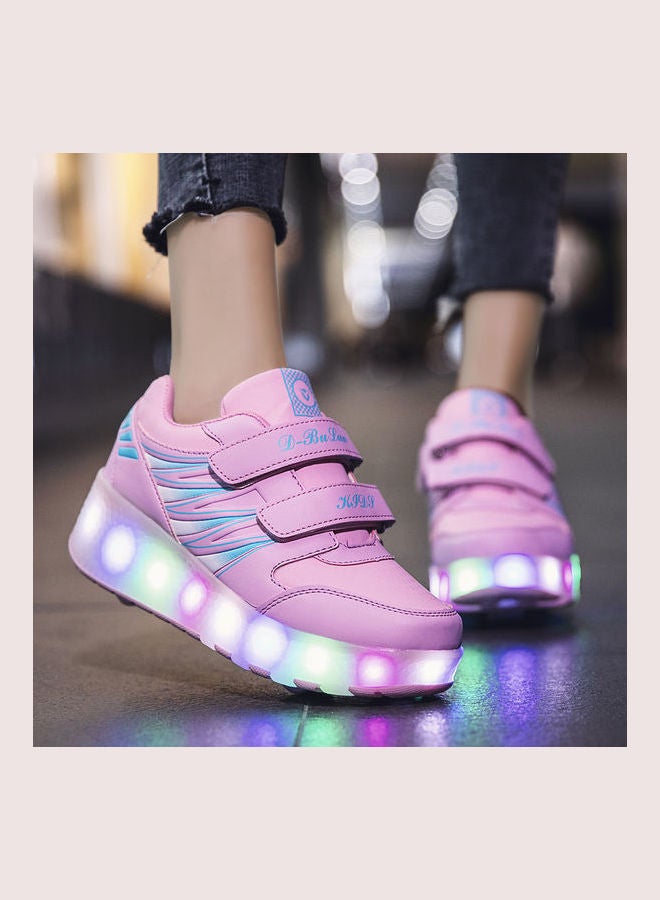 Generic Girls Led Light Weight Running Double Round Low Top Sneakers Pink  - Image 3