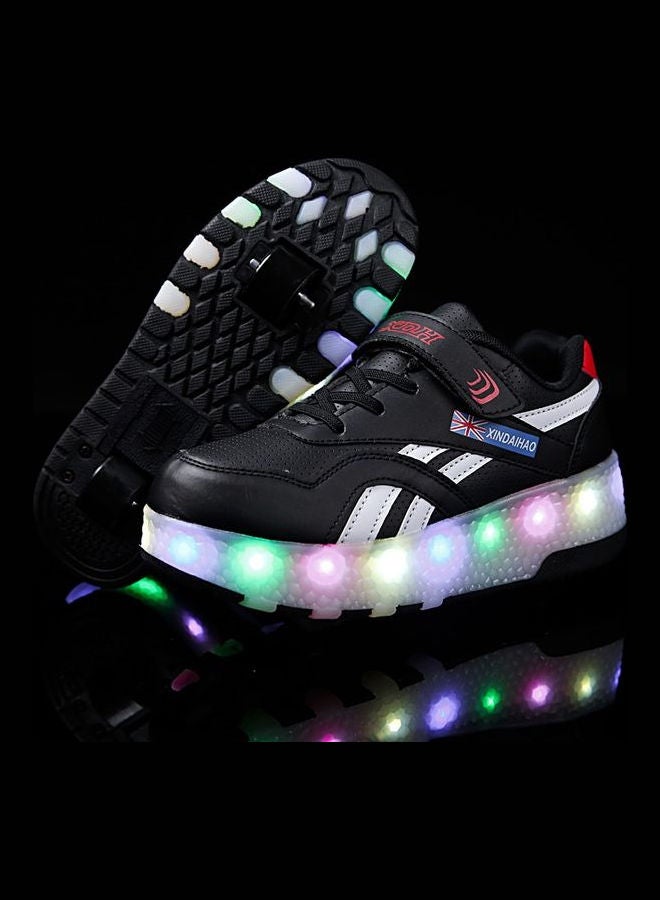 Kids Fashion Shine Double Round Low Top Sneakers Black  - Image 2