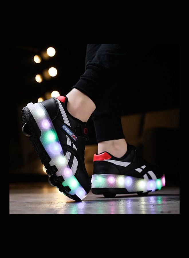 Kids Fashion Shine Double Round Low Top Sneakers Black  - Image 3
