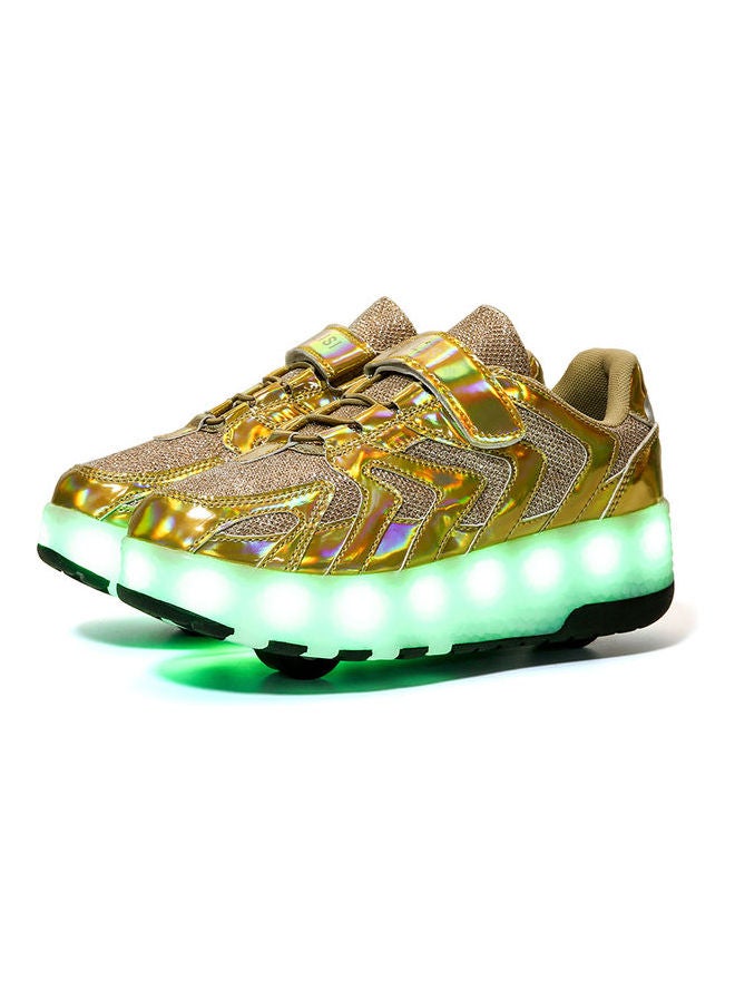 Generic Kids Shiny Light Double Round Low Top Sneakers Gold  - Image 1