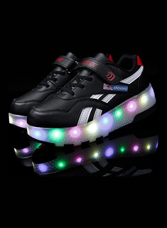 Generic Kids Fashion Shine Single Round Low Top Sneakers Black  - Image 3